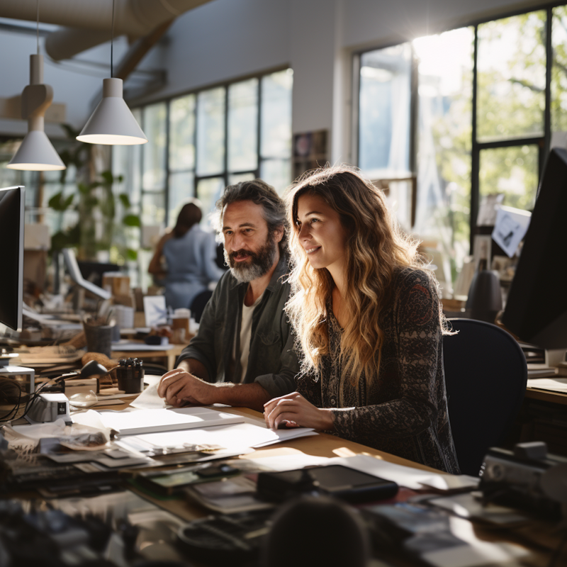 Échange professionnel dans un bureau