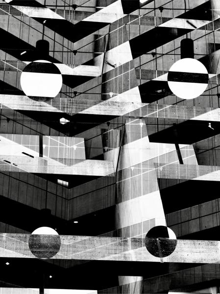 Architecture abstraite en noir et blanc