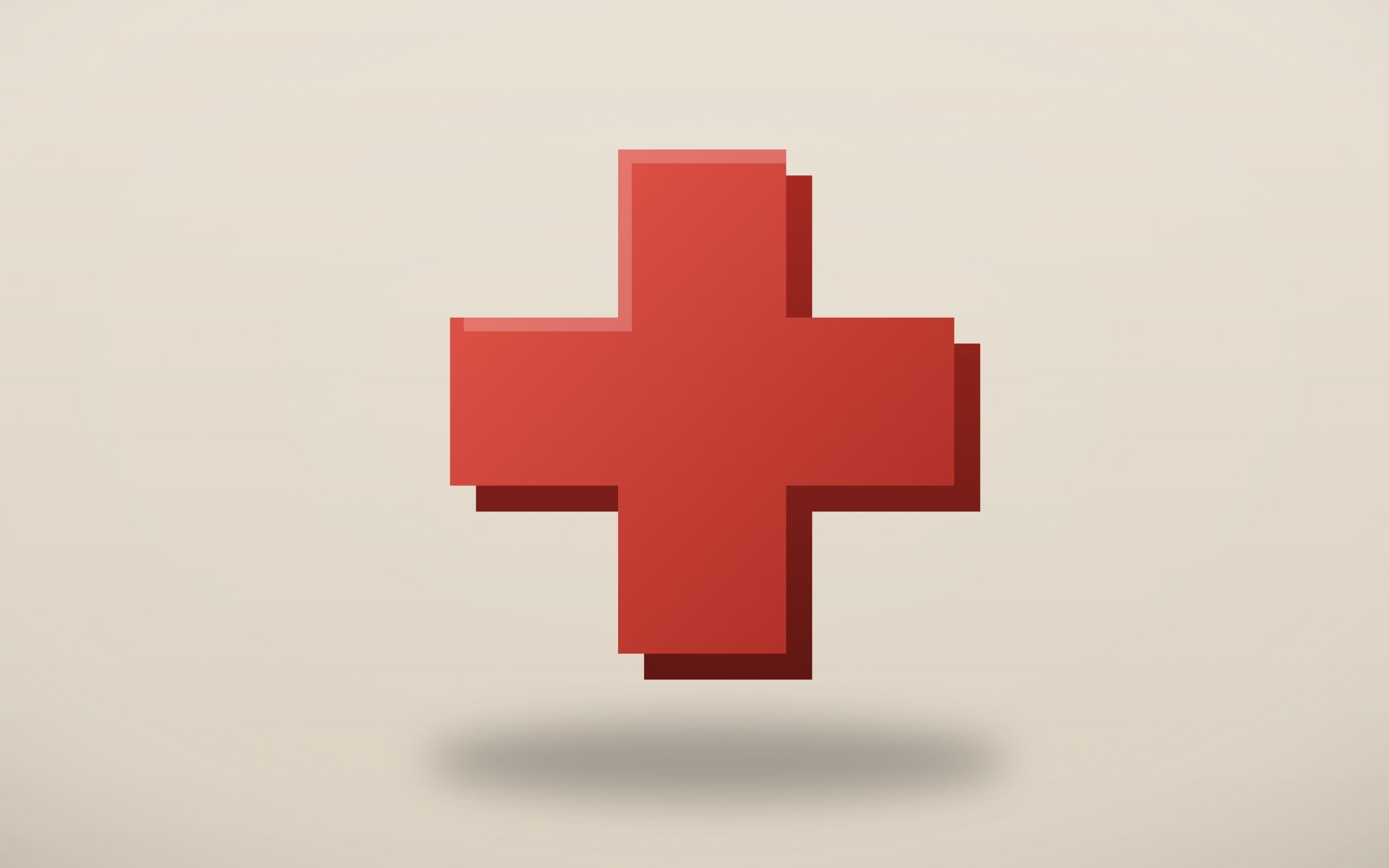 Croix rouge en relief sur fond beige, rendu 3D