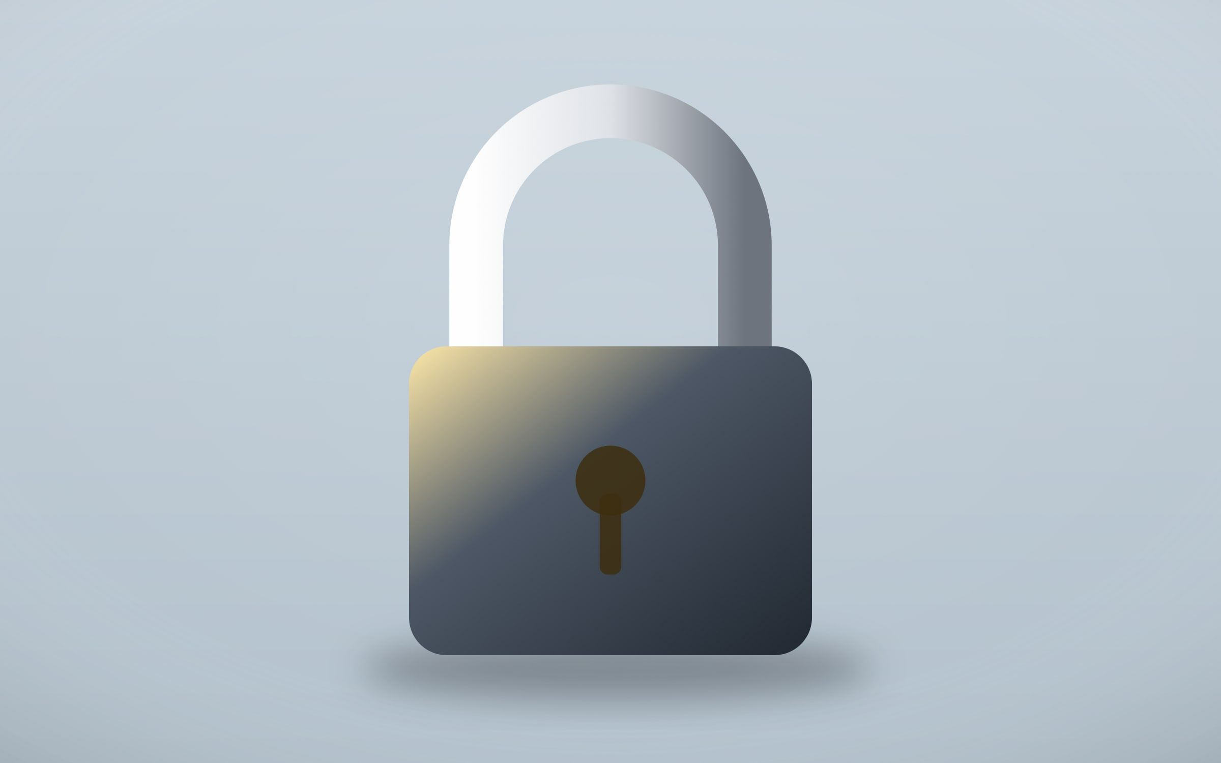 Cadenas métallique sombre sur fond gris bleuté, rendu 3D
