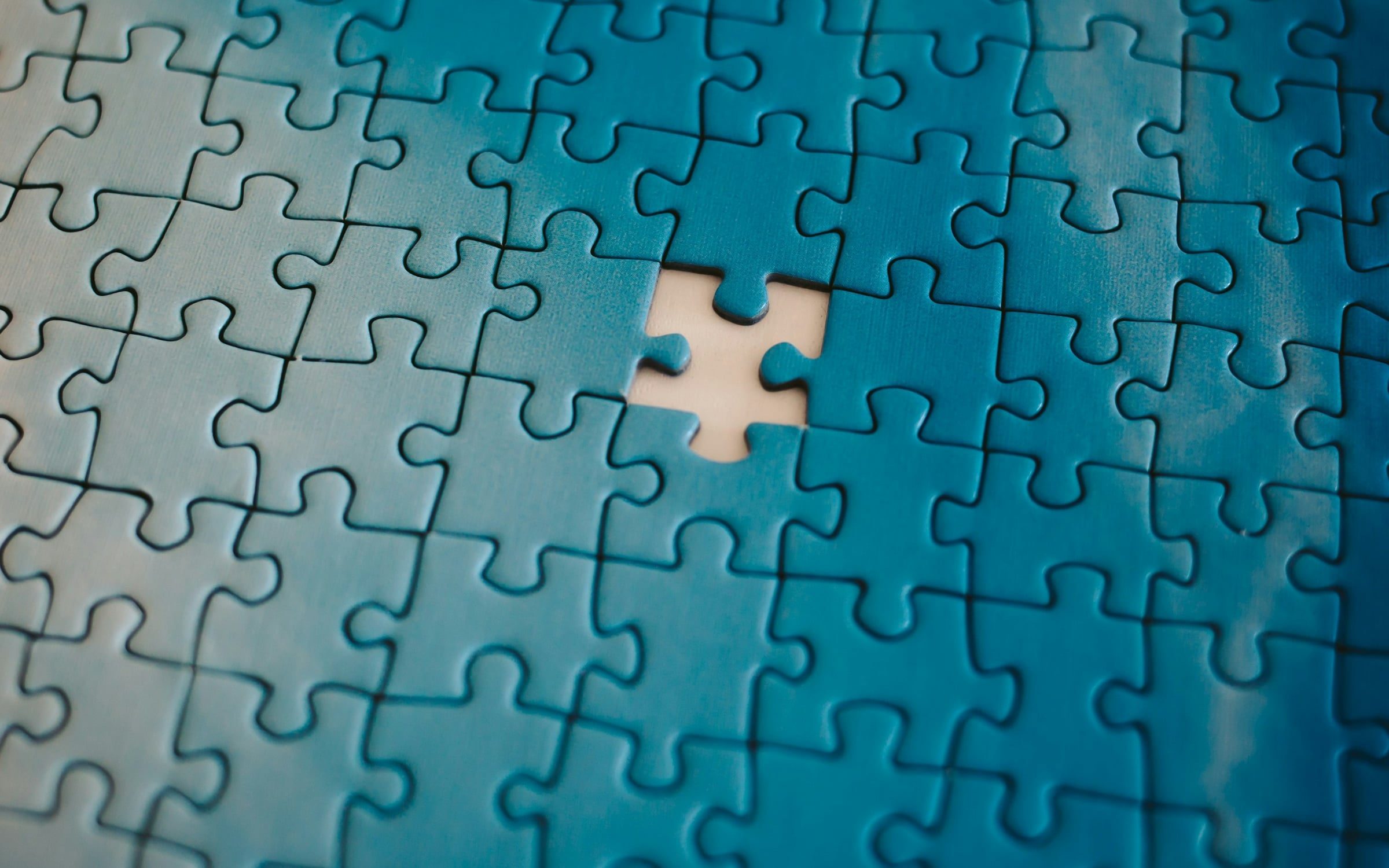 Pièce de puzzle bleue, rendu 3D
