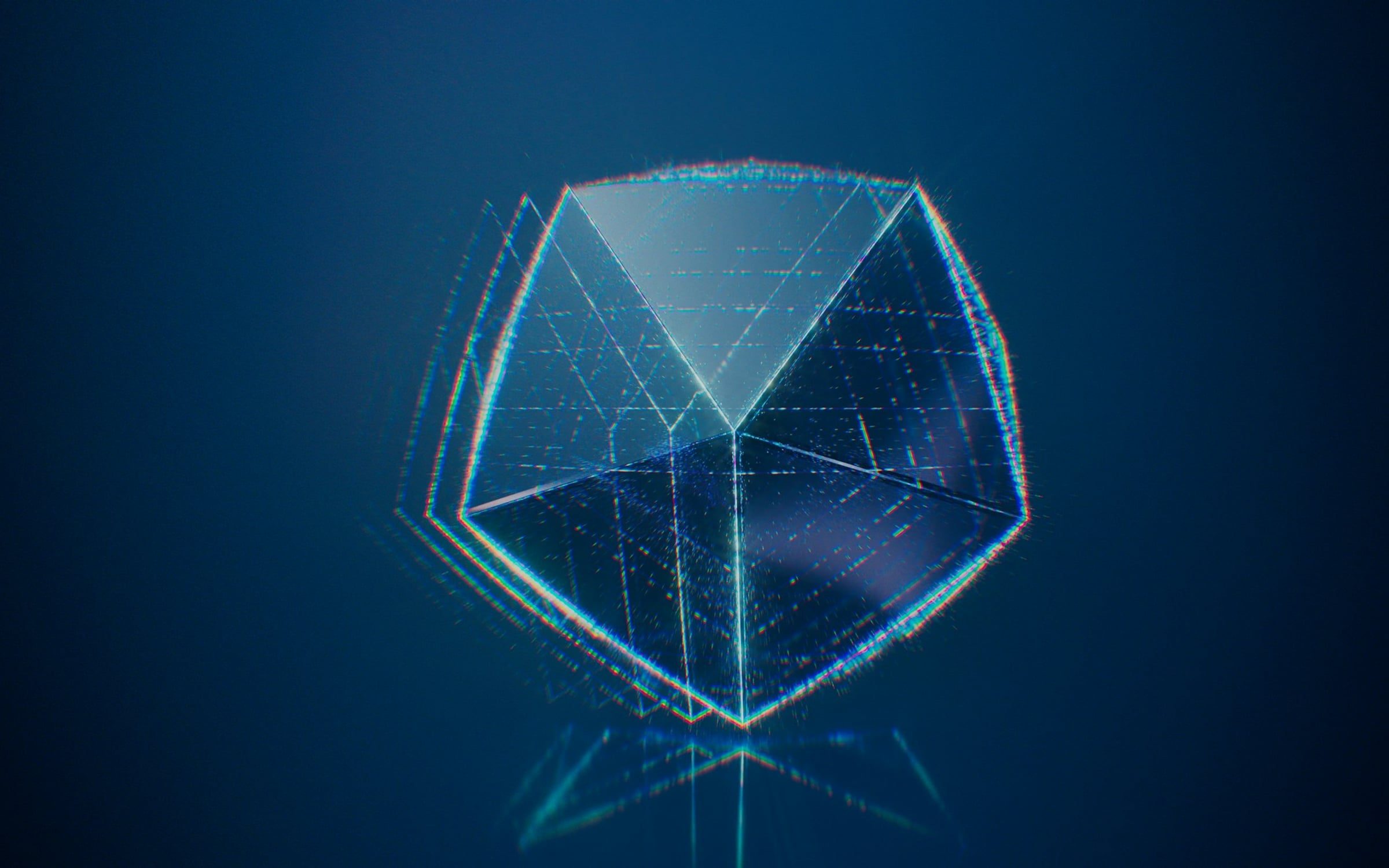 Bouclier géométrique bleu, rendu 3D