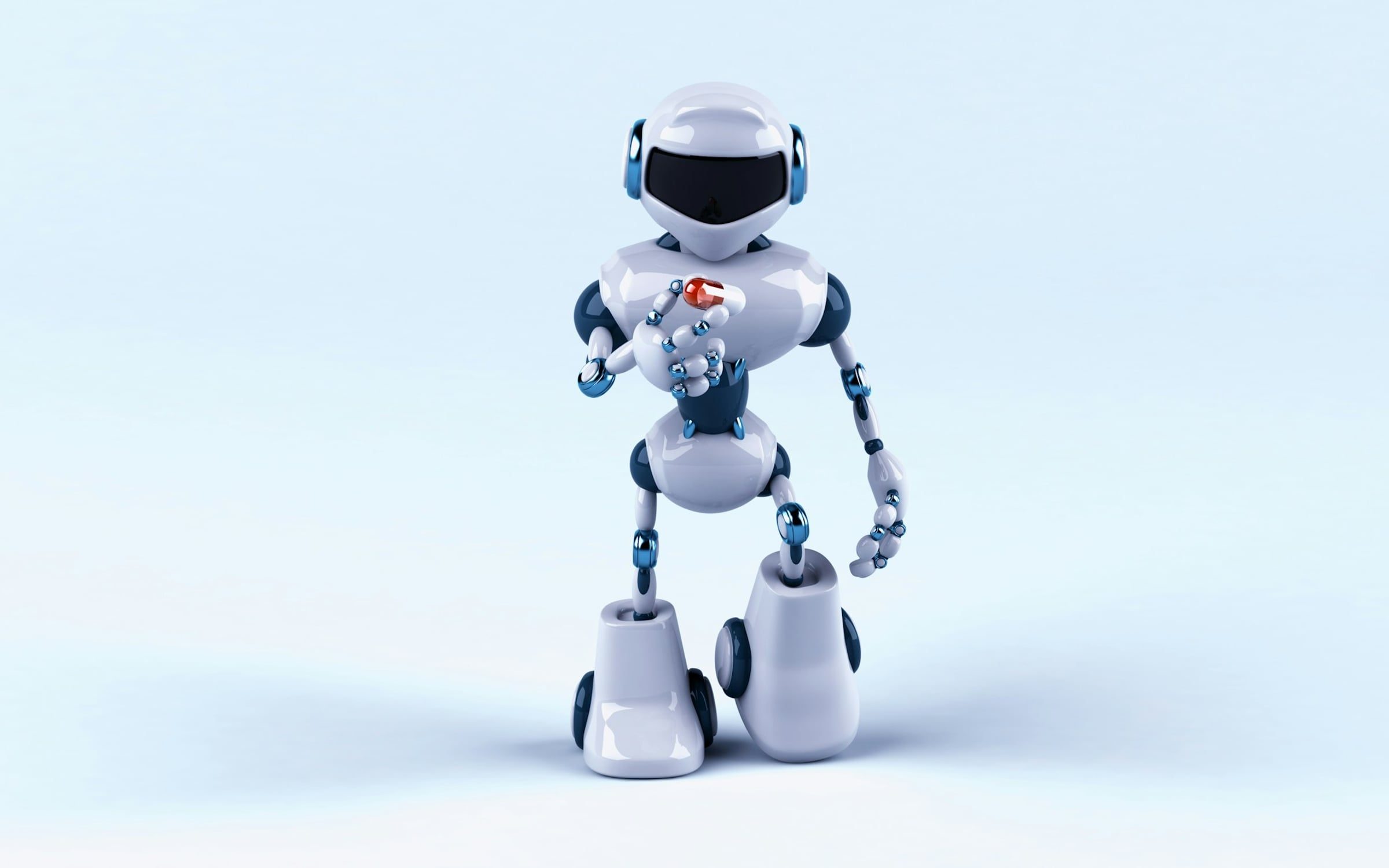 Robot blanc stylisé, rendu 3D