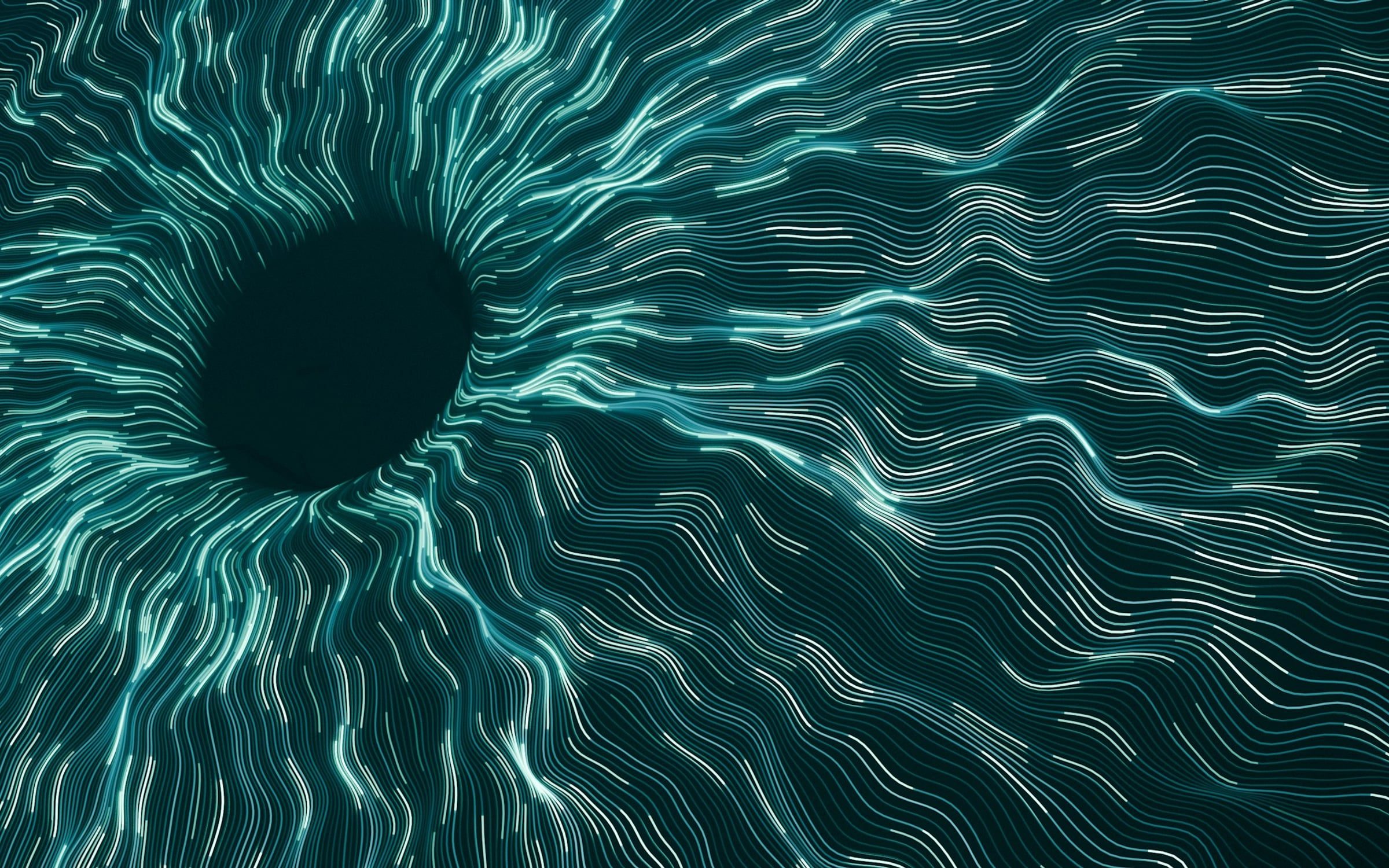 Spirale abstraite turquoise, rendu 3D